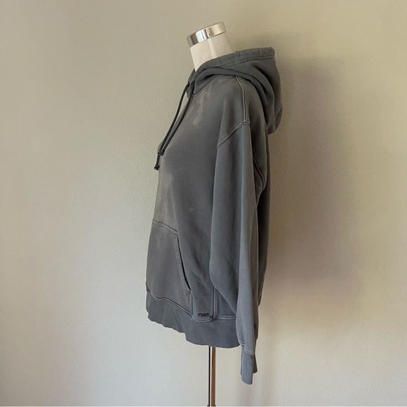 Aritzia TNA Small Boyfriend Fit Hoodie Blue Sweatfleece Cozy Fleece Bleach Effec - Picture 3 of 5
